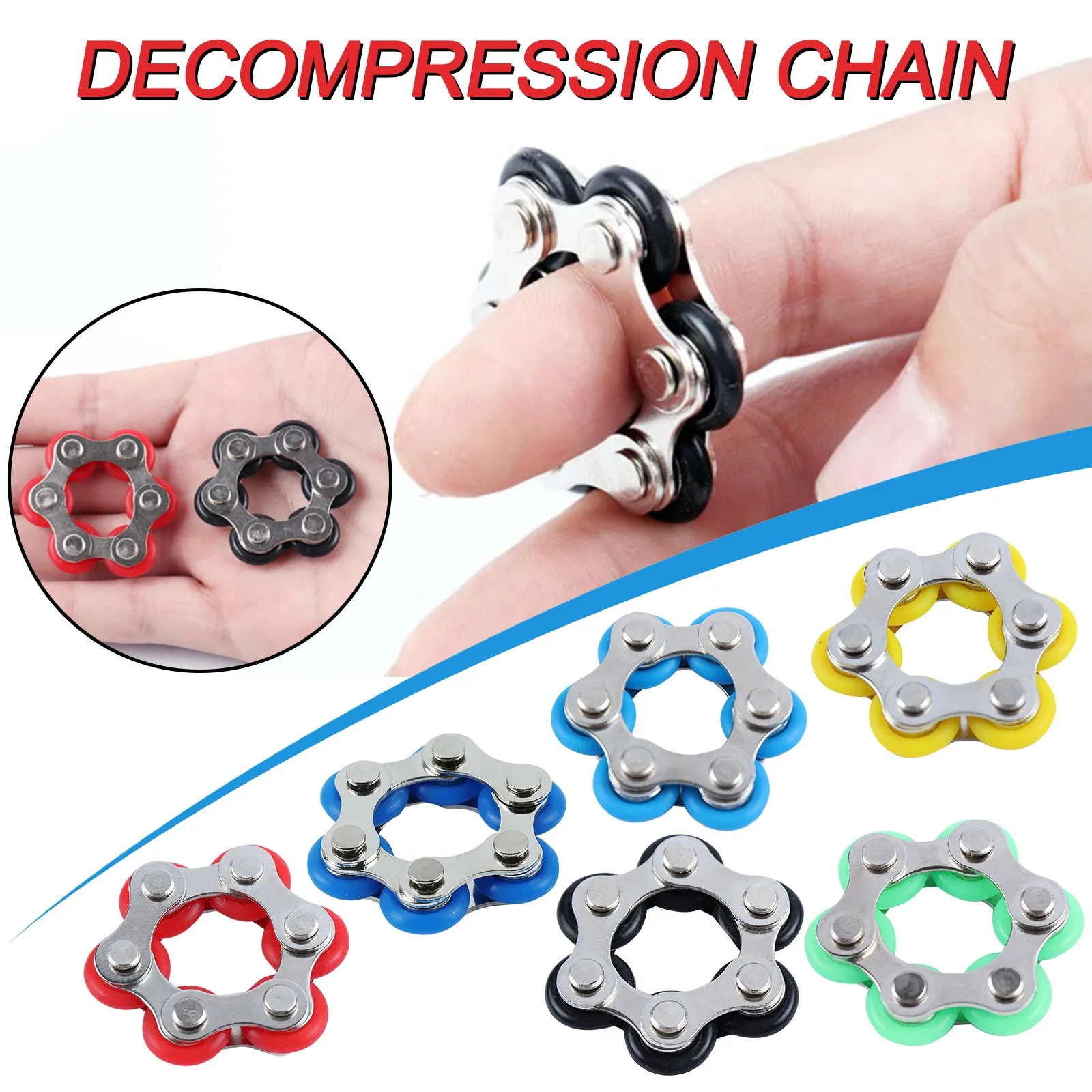 

Bicycle Chain Stress Relief Toys 6 Sections Adult Fashion Stainless Steel Anxiety Autism екомпѬессионная игѬђка Toy Freeship